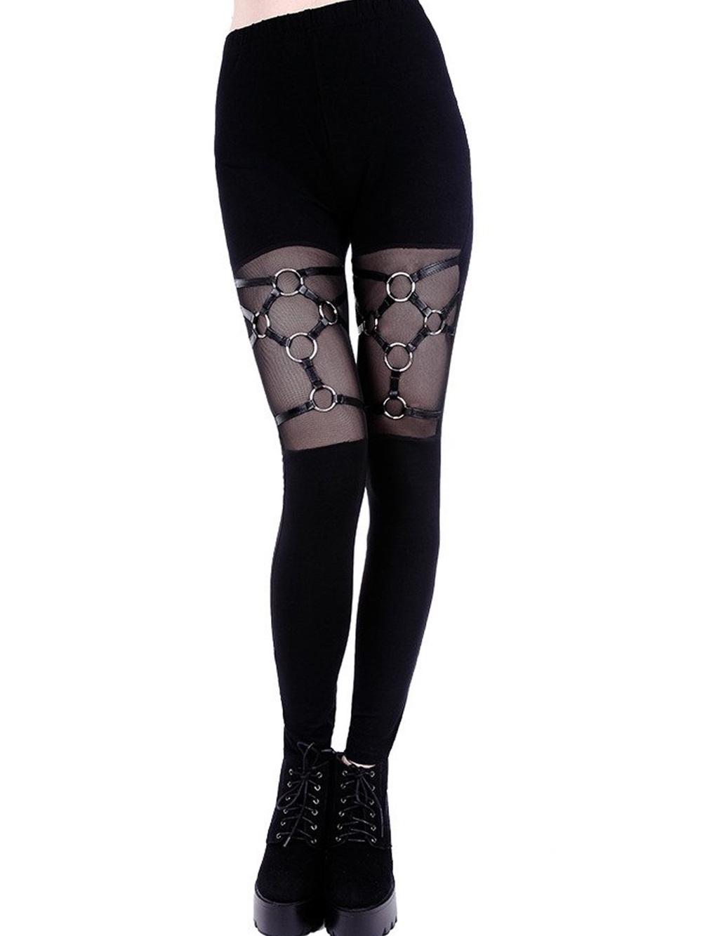 RESTYLE Harness Leggings Mesh O-Ring Strap Panels, size XL (BNWT)